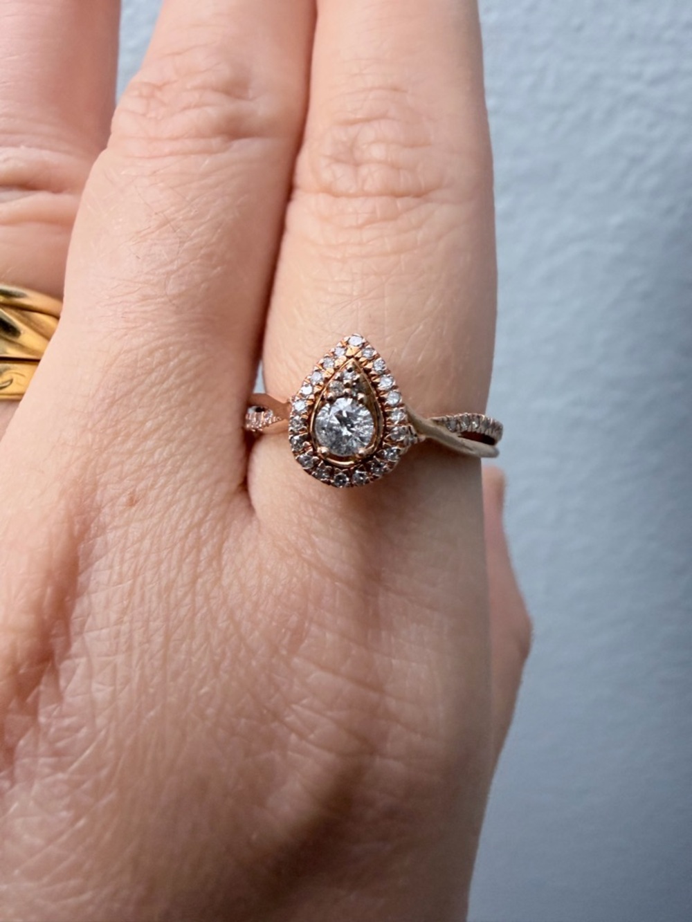 1/2 Carat Diamond 10K Solid Gold Engagement Ring Halo Ring